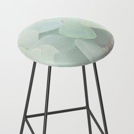 Pastel Pale Turquoise Sea Glass Faded Sea Foam Colors on White Weathered Wood - Photo 4 of 8 Bar Stool