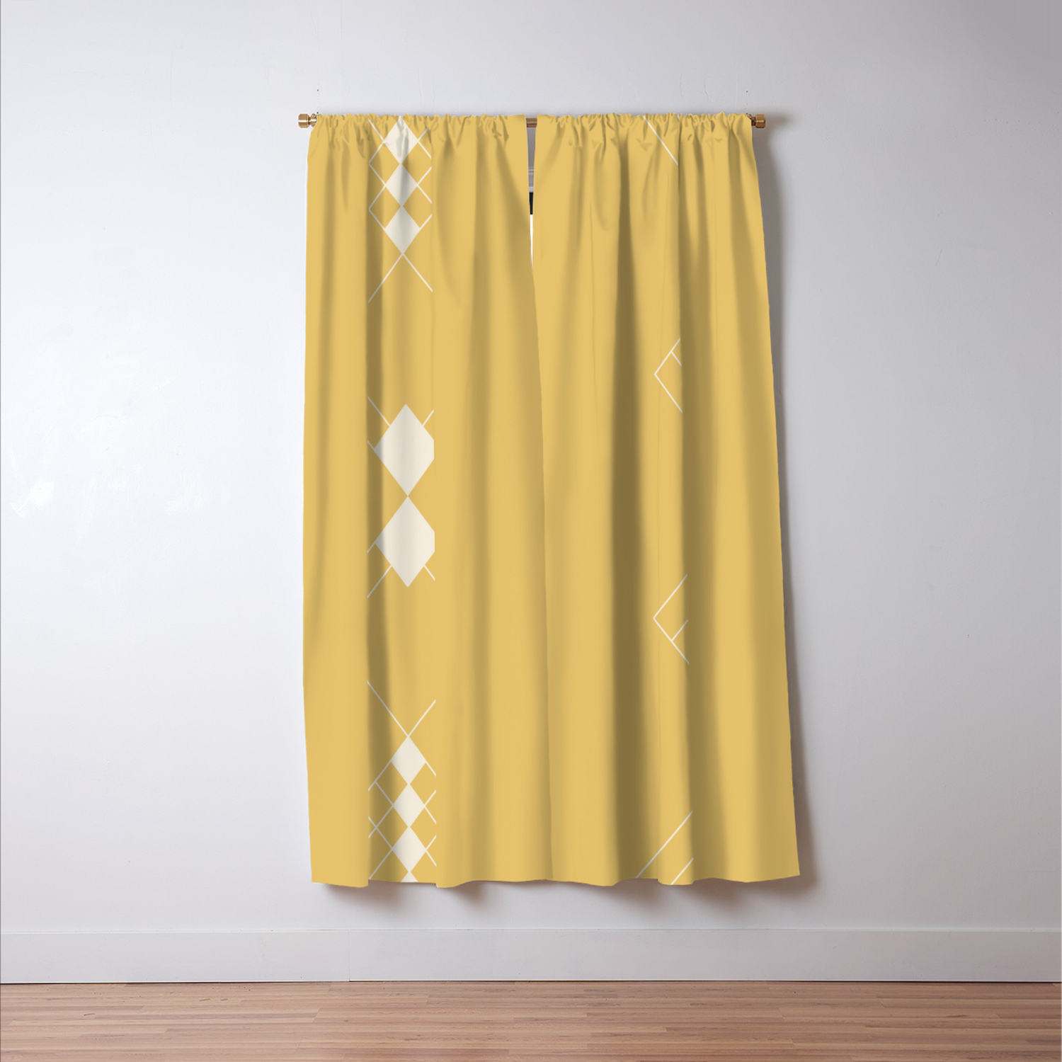 Minimal Geometry Golden Yellow Blackout Curtain By