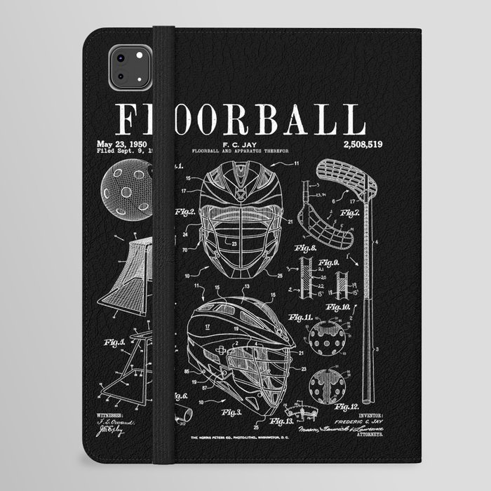 Floorball Player Stick Goalie Sport Vintage Patent Print iPad Folio Case