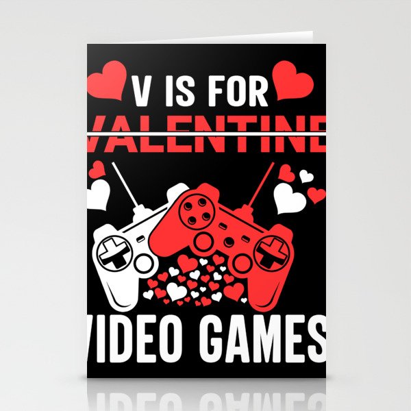 V Is For Video Games Funny Couple Valentines Day Stationery Cards