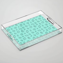Seafoam and Black Gems Pattern Acrylic Tray