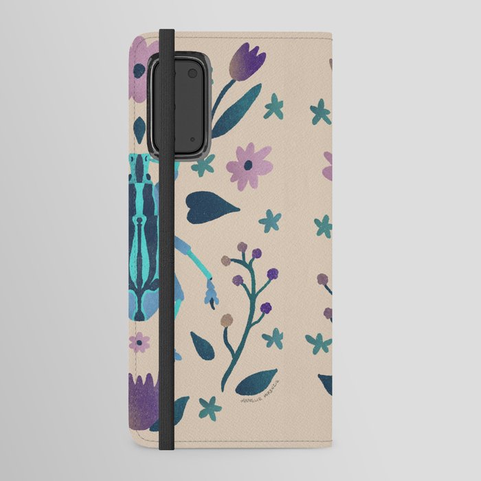Bright Beetle with Purple Flowers Android Wallet Case