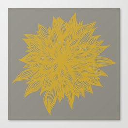 Floral Distortion yellow/grey Canvas Print