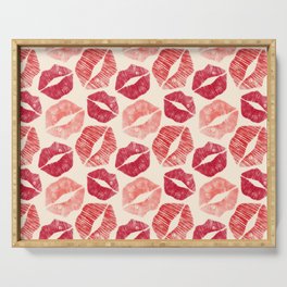 Pattern Lips in Red Lipstick Serving Tray