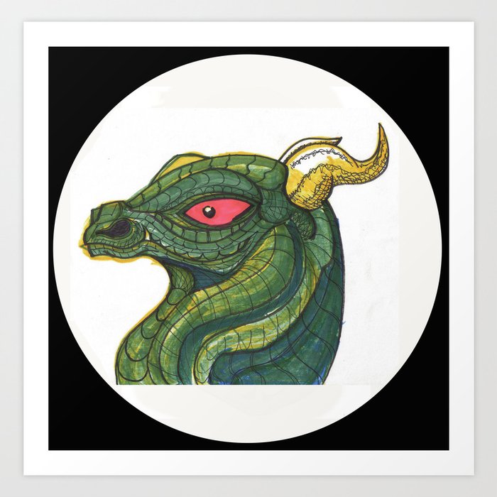 Dragon Head Left side Art Print