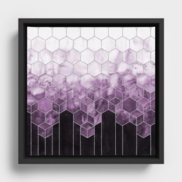 Cubes of Silver - Violet Purple Nights Geometric Framed Canvas