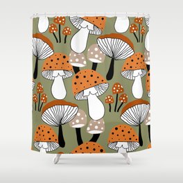 Abstract Hand Drawing Colorful Mushrooms Repeating Pattern Isolated Background Shower Curtain