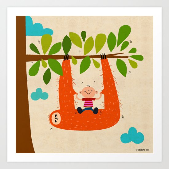 sloth swing Art Print