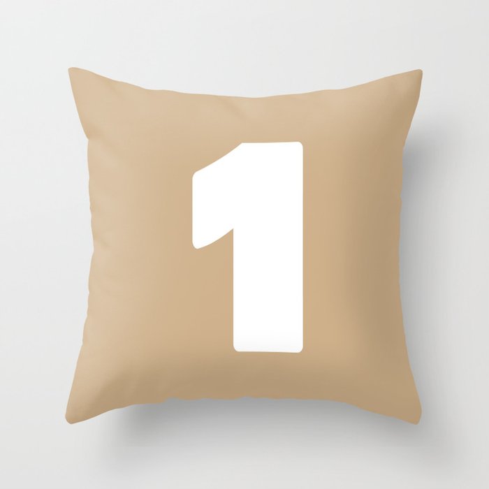 1 (White & Tan Number) Throw Pillow