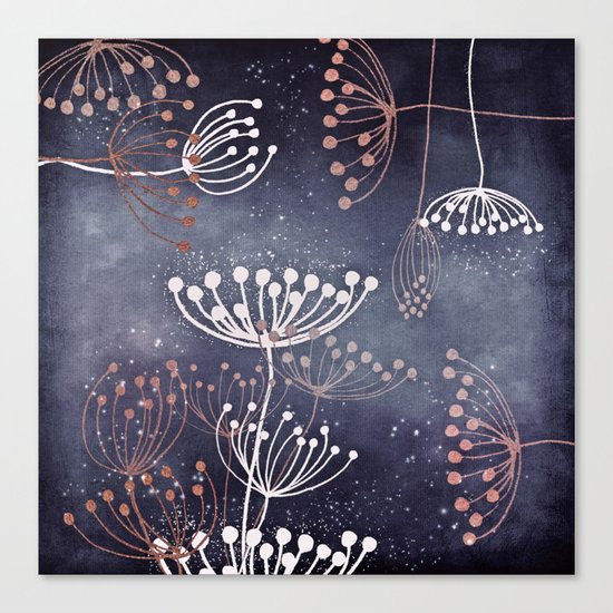 WONDERGARDEN ROSEGOLD BLUE Canvas Print