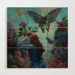 Flower Picking in a Fantasy realm Wood Wall Art