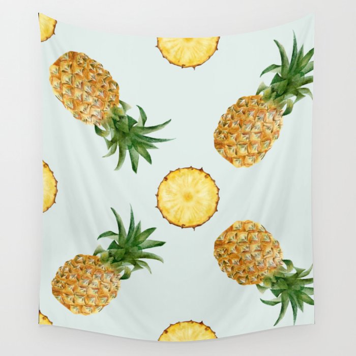 Trendy Summer Pattern with Pineapples Wall Tapestry