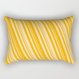 [ Thumbnail: Orange & Tan Colored Pattern of Stripes Rectangular Pillow ]