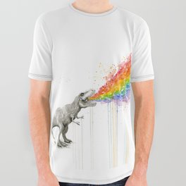 T-Rex Rainbow Puke - Facing Right All Over Graphic Tee