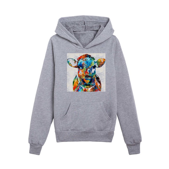 Colorful Cow Art - Mootown - By Sharon Cummings Kids Pullover Hoodie