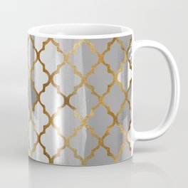 Moroccan Tile Pattern In Grey And Gold Mug