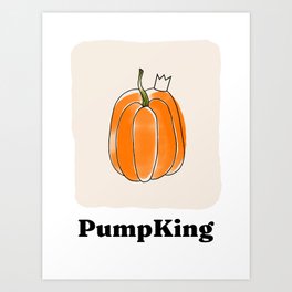 Pumpkin with crown illustration on beige background. Pump King inscription Art Print | Beige, Vegetables, Illustration, Food, Fruit, Pumpkin, Simple, Happy, King, Orange 