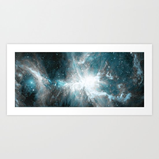 Orion Nebula Teal Gray Galaxy Art Print