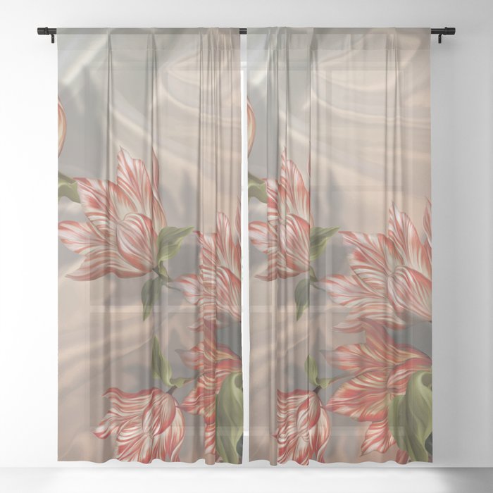 C Flowers On White Silk Air Spring Sheer Curtain By Marcanton C Flowers On White Silk Air Spring Sheer Curtain