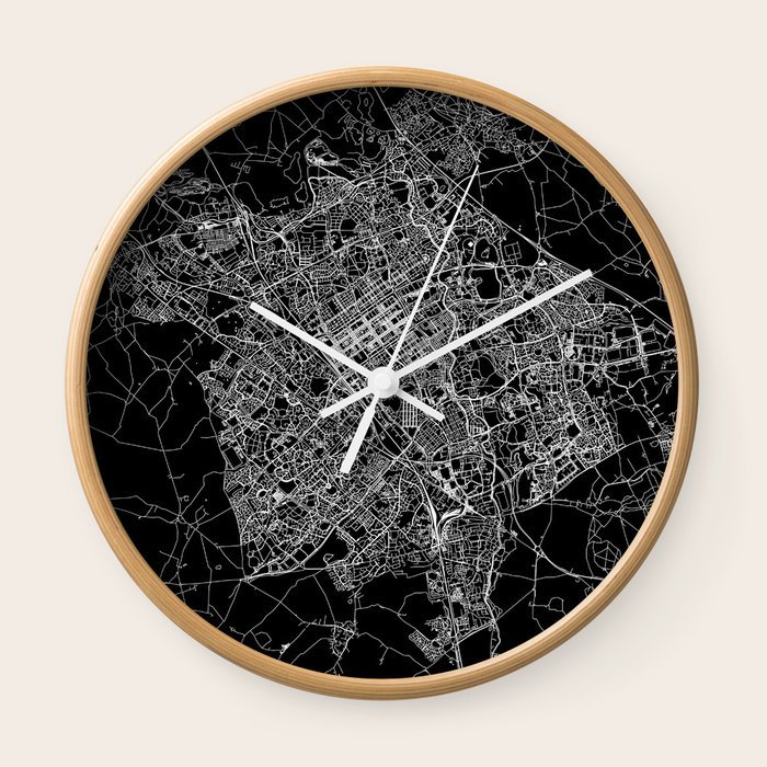 Milton Keynes Black Map Wall Clock by multipliCITY Society6