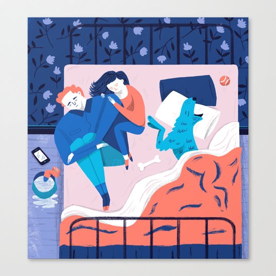 Dog Owner Struggles Canvas Print