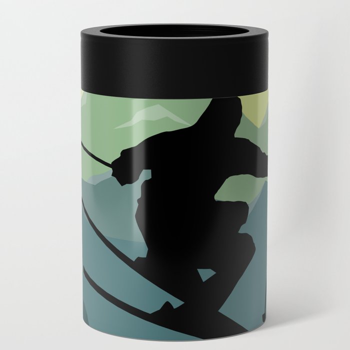 Skier Silhouette Can Cooler