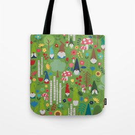 Gnomes In the Garden Green Tote Bag