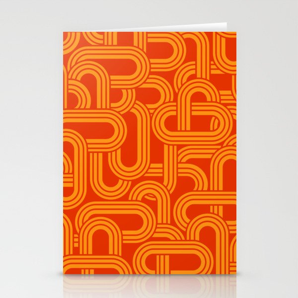 Retro Orange Rainbow Maze Stationery Cards