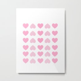 Pink Love Hearts Print Metal Print