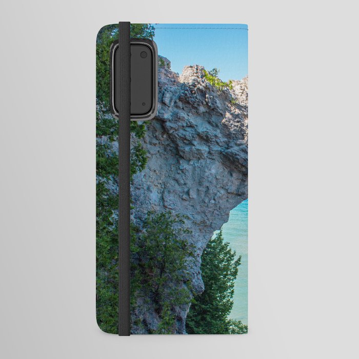 Landscape of Arch Rock on Mackinac Island Michigan Android Wallet Case