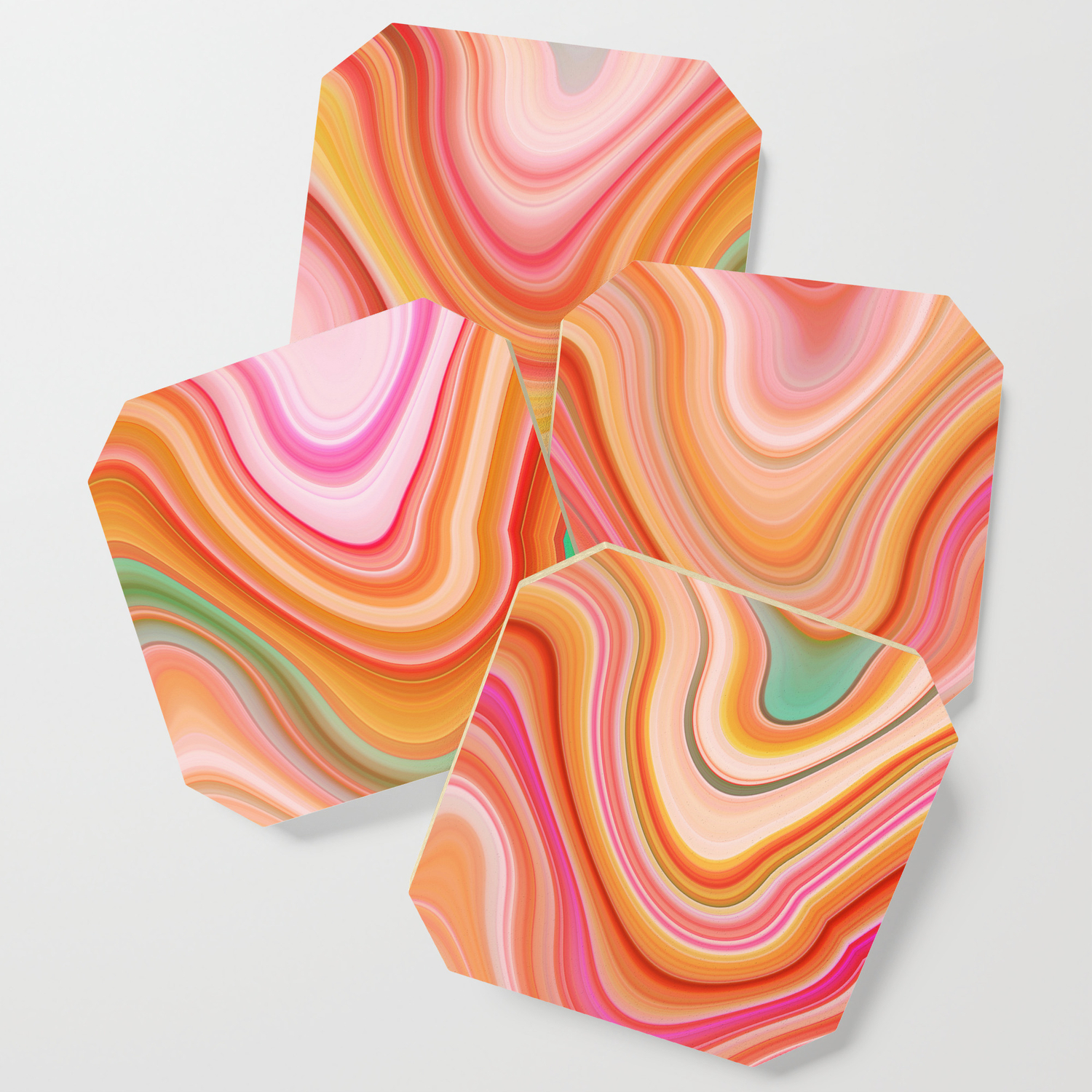 Bubble Gum Memories Abstract Pink Pattern Coaster By