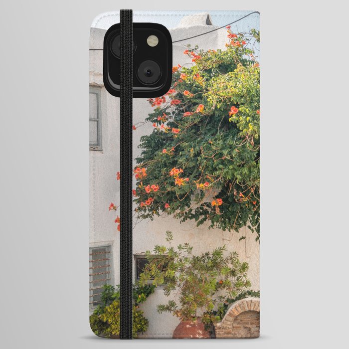 Greek Street Corner | Overgrown Trees and Pottery on the Streets of Naxos | Summer & Travel Photography iPhone Wallet Case