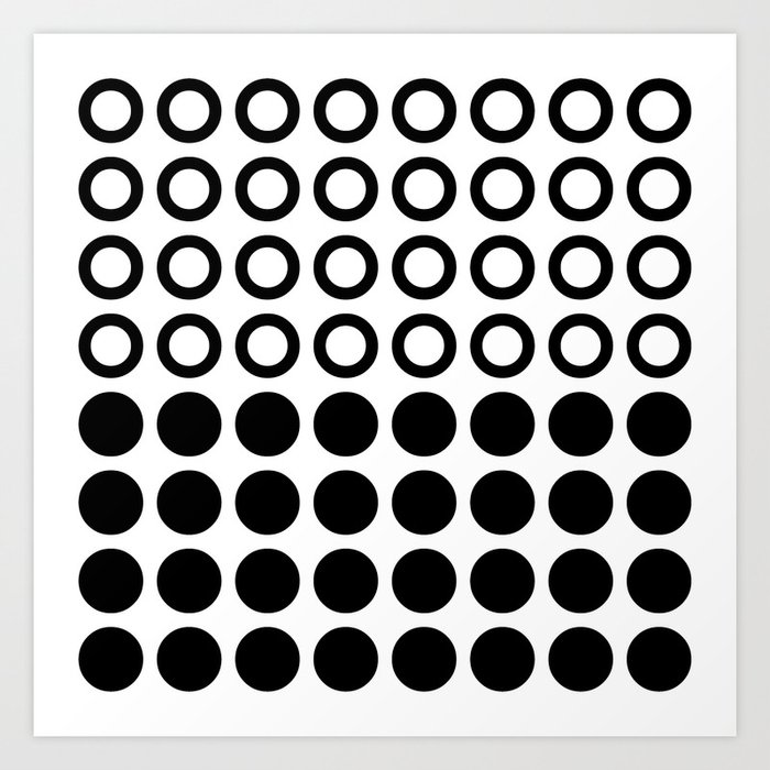 Mid Century Modern Circles And Dots Black and White Art Print
