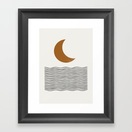 Moon by the ocean Framed Art Print