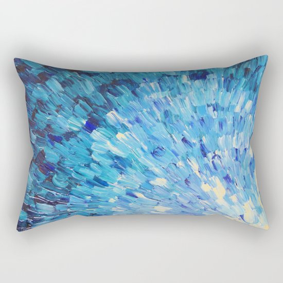 SEA SCALES IN INDIGO - Stunning Ocean Waves Mermaid Fish Navy Royal Blue Marine Abstract Painting Rectangular Pillow