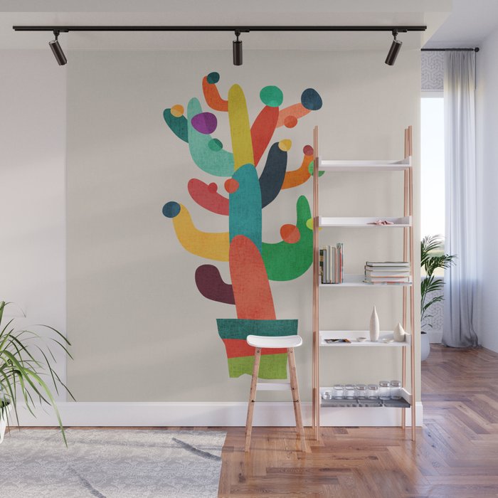 Whimsical Cactus Wall Mural By Budikwan Society6
