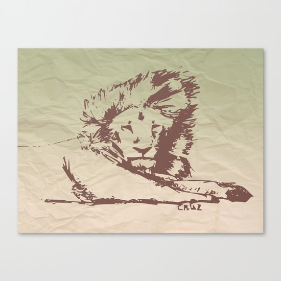 Lion Artwork Vintage Canvas Print