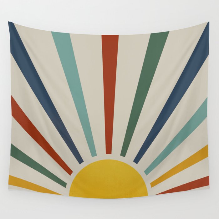 Colorful retro sunlight Wall Tapestry
