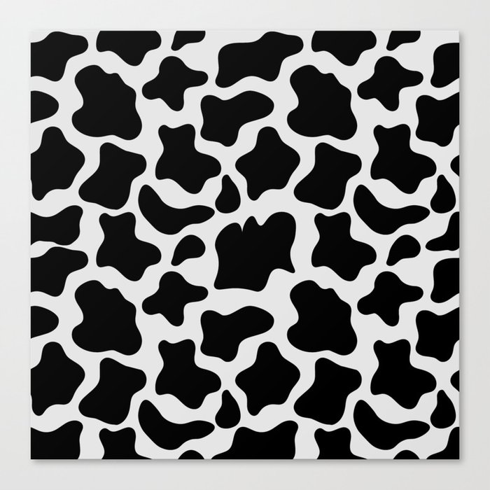 Aesthetic Cow Print Pattern - Black and White Canvas Print