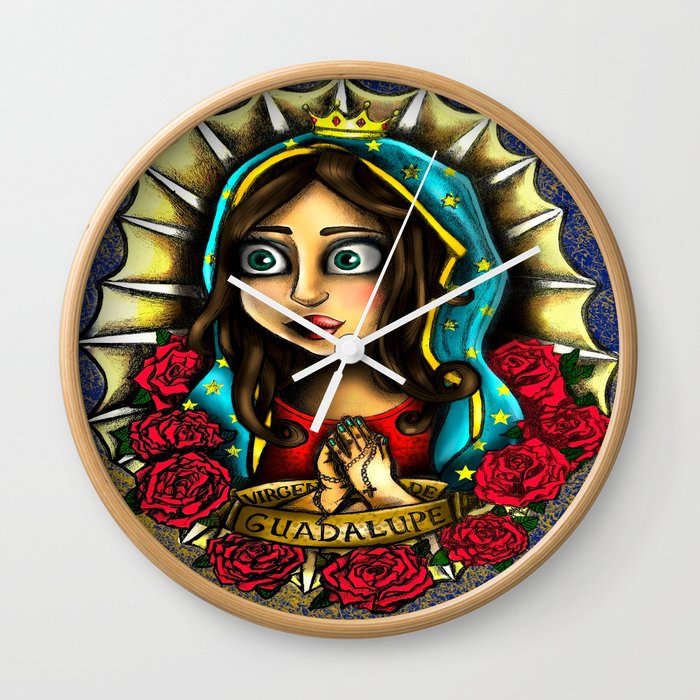 Lady Of Guadalupe (Virgen de Guadalupe) BLUE VERSION Wall Clock