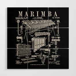Marimba Player Percussion Musical Instrument Vintage Patent Wood Wall Art