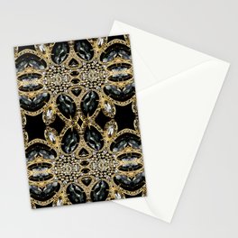  art deco jewelry bohemian champagne gold black rhinestone Stationery Cards