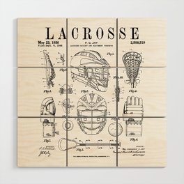 Lacrosse Player Equipment Vintage Patent Drawing Print Wood Wall Art