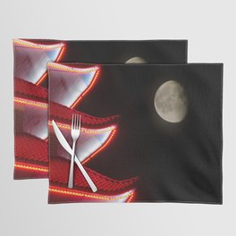 Moon Over Pagoda Architectural Night Photograph Placemat