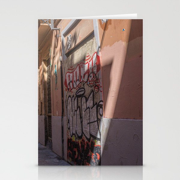 Spain Photography - Street Graffiti In A Narrow Dark Street Stationery Cards