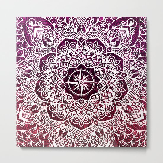 Voyaging Spirit Purple Red Mandala Metal Print