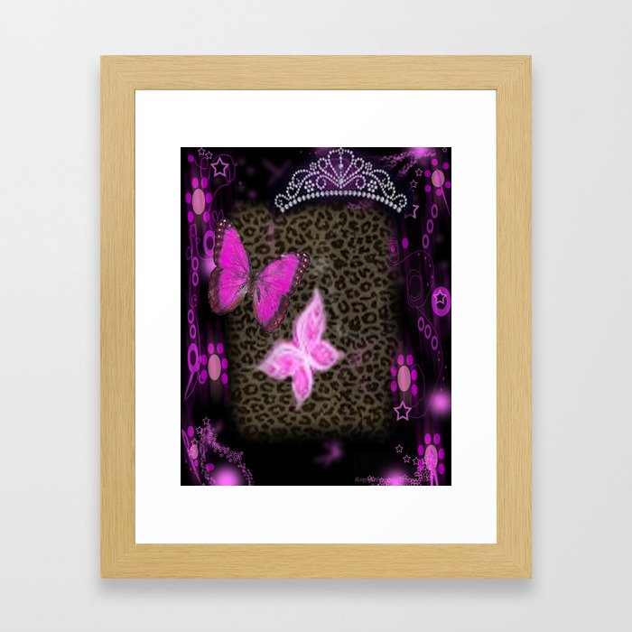 Princess Crown Pink Leopard Framed Art Print