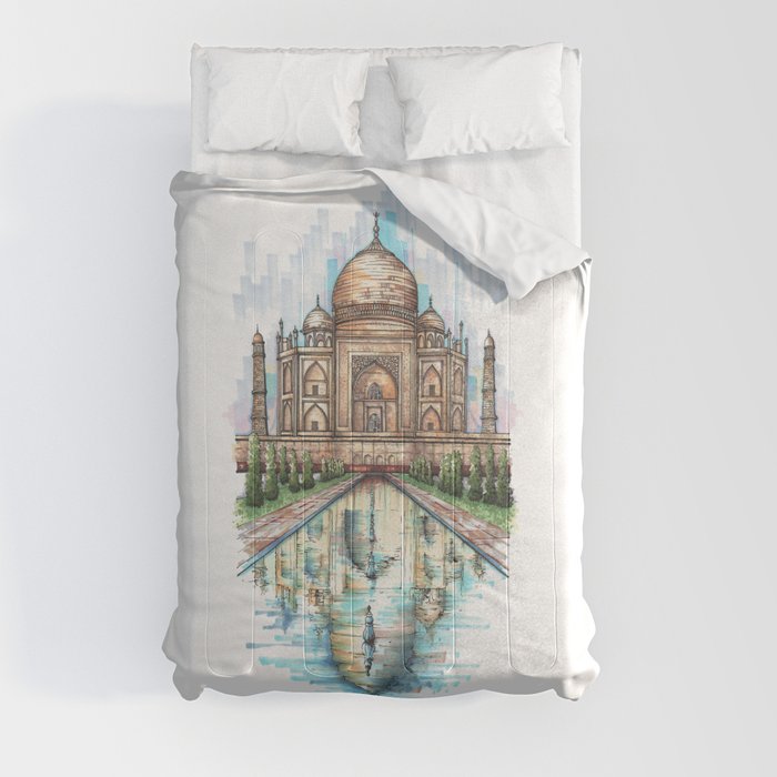 Taj Mahal architecture sketch Comforter