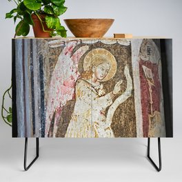 Angel Medieval Fresco Painting Credenza