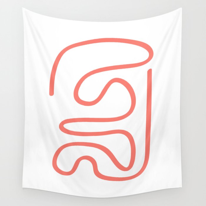 Abstract Line #2 \\ Coral Line Wall Tapestry